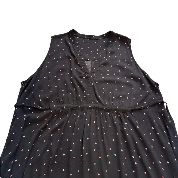 Ditsy Floral Plus Size Sleeveless Shirt Dress with Ties - Size 2X / 3X - Picture 3 of 8